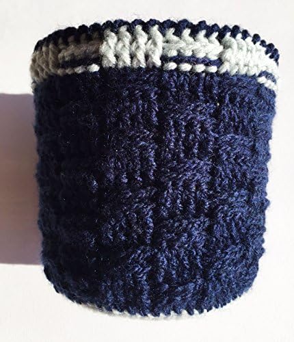 Crochet planter cache pot blue and grey cozy flowerpot cover pot crochet basket planter - Ready to be shipped