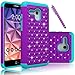Fierce XL Case, EC™ Hybrid [Dual Layer] [Drop Protection] Studded Rhinestone Crystal Bling Protective Case Cover For Alcatel OneTouch Fierce XL (Purple+Teal)