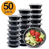 Glotoch 24ounce Meal Prep Containers, 50 Pack Wholesale 1 Compartment Round Food Storage Containers Bento Box-Microwave, Freezer & Dishwasher Safe - Eco Friendly Safe Food Container