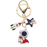 ARFUKA Keychain Astronaut Rocket Pendant Keyring Metal Key Chain Bag Charm Key Organizer Christmas Birthday Gift Keychains Key Chain Key Ring Holder for Men and Women