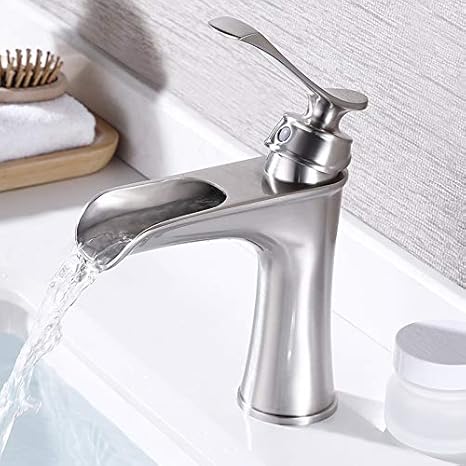 Kes Cupc Nsf Certified Brass Waterfall Bathroom Faucet Brushed