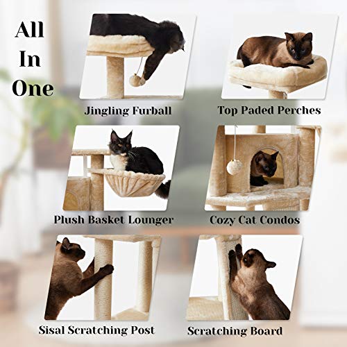 IBUYKE Cat Tree Tower Condo Cat Play Furniture 46.5" with Sisal