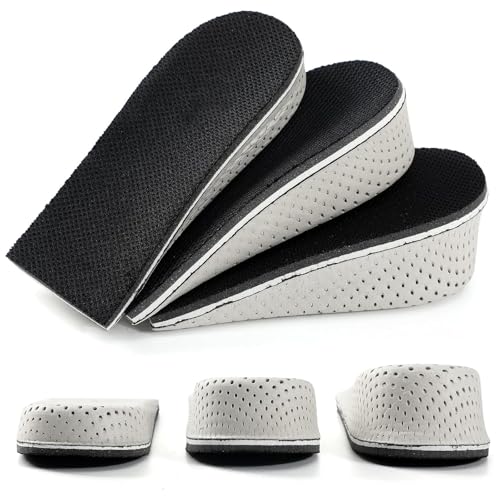 3 Par Palmilha Altura, GODREAM Palmilha Aumento de Altura em 2, 3 e 4 cm, Palmilhas Elevadora Invisíveis para Aumentar Estaltura, Anti Impacto, Palmilhas de Altura Tenis para Homens e Mulheres