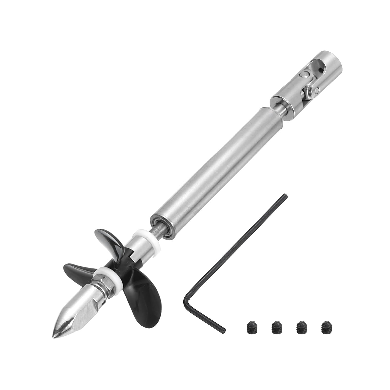 sourcing map Drive Shaft W Propeller and Universal Joint for RC Boat Coupler Assemble Kit, L100mm Shaft, L25mm Sleeve, D36mm Three Propeller, Fit for 2 mm Motor Shaft