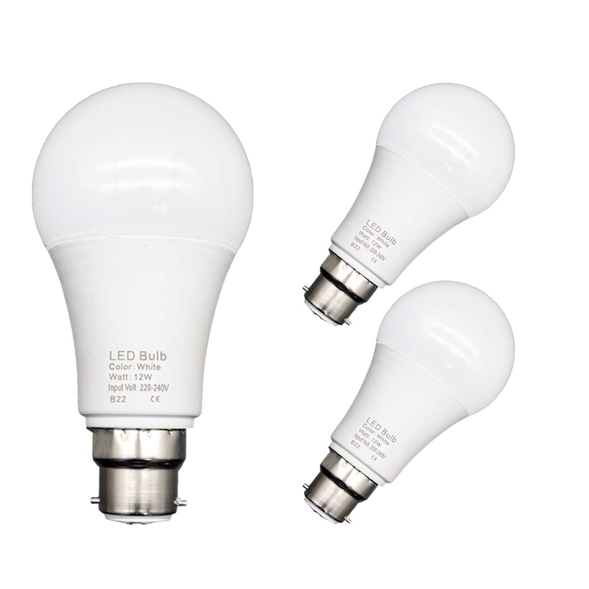 Chicaya Bayonet Light Bulb 12W White Color 6500K 1180LM (100W Equivalency) LED Bulb B22,3 Pack