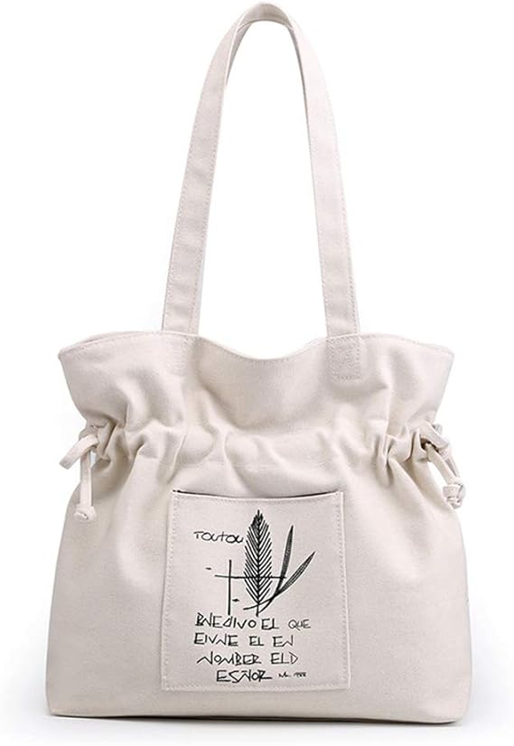 Amazon Sarann キャンバスバッグ レディース 巾着 帆布 ファスナー付き トートバッグ 大容量 ショルダーバッグ 肩掛け 通勤 通学 旅行 学生 カバン カジュアル Sa 11 Sarann トートバッグ