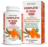 COMPLETE OMEGA 3-6-7-9 * Highest Quality, Pure Sea Buckthorn Oil From Unrefined, Cold Pressed Whole Sea Buckthorn Wild Berries - Non-GMO, Certified Kosher, Gluten-Free, cGMP (1,200mg) - 60 Capsules