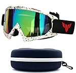 White Men & Women Unisex Mirrored Lenses Motorcross Scratch Dirt Bike Resistant Off Road Goggles Outdoor Sport Head Eye Protection Goggles