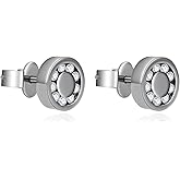 G23 Titanium Stud Earrings for Sensitive Ears Circle Round CZ Cubic Zirconia Stud Earrings for Women