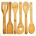 Wooden Spoon Utensil Set - 6 Bamboo Spoons and Spatulas 12 inch Cooking Utensils in Mesh Bag - Perfect for Nonstick Pans and Cookware, Natural and Eco-friendly - Wood Kitchen Tools by Premium Bamboo