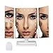 24 LED lighted Makeup Mirror with Upgraded Touch Screen, 1x/2x/3x Magnification Trifold Vanity Mirror, USB Charging 180°Free Rotation Table Countertop Cosmetic Mirror