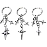 CHRIS GOOD 3pcs Cute Star Moon Keychain Aesthetic Accessories Stainless Steel Key Ring Purse Handbag Backpack Bag Charms