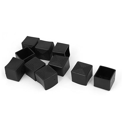 Sellify 25mm x 25mm Rubber Square Shaped Furniture Foot Cover Protector Pad Black 10pcs
