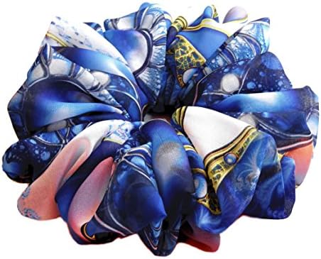 Blue Hair Scrunchies Large Chiffon Fancy Accessories Elastic Hair Ties Teen Girls Women