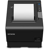 Epson TM-T88VI Thermal Receipt Printer - Ethernet, USB and Serial Interfaces, Black, Ps-180 Power Supply and AC Cable (Renewed)
