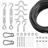 Belio String Light Hanging kit, Globe String Light Hanging kit, Guide Wire for Outdoor String Lights 82ft Vinyl-Coated 304 Stainless Steel Wire Rope Cable, turnbuckle and Hooks