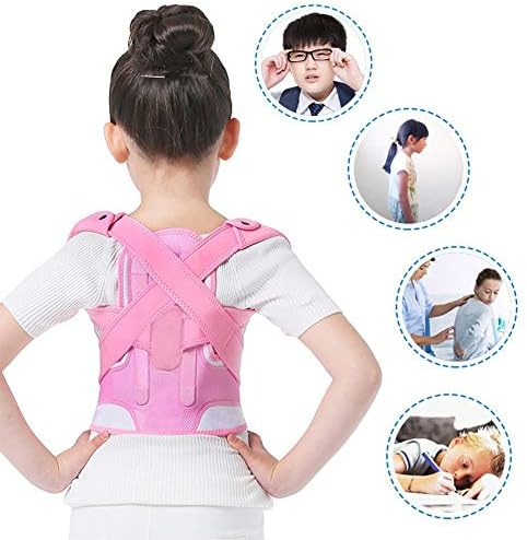 Posture Correctors, Back Shoulder Lumbar Waist Supporting Belt Bone Injury Correction Straighten Upper Back Slouching Corrective Prvent Children Humpback Pink,XL