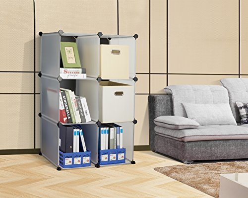 Titan Mall Storage Cube Organizer DIY Plastic Closet Organizer Shelf 6-Cube Cabinet Bookcase Chests Space-saving White