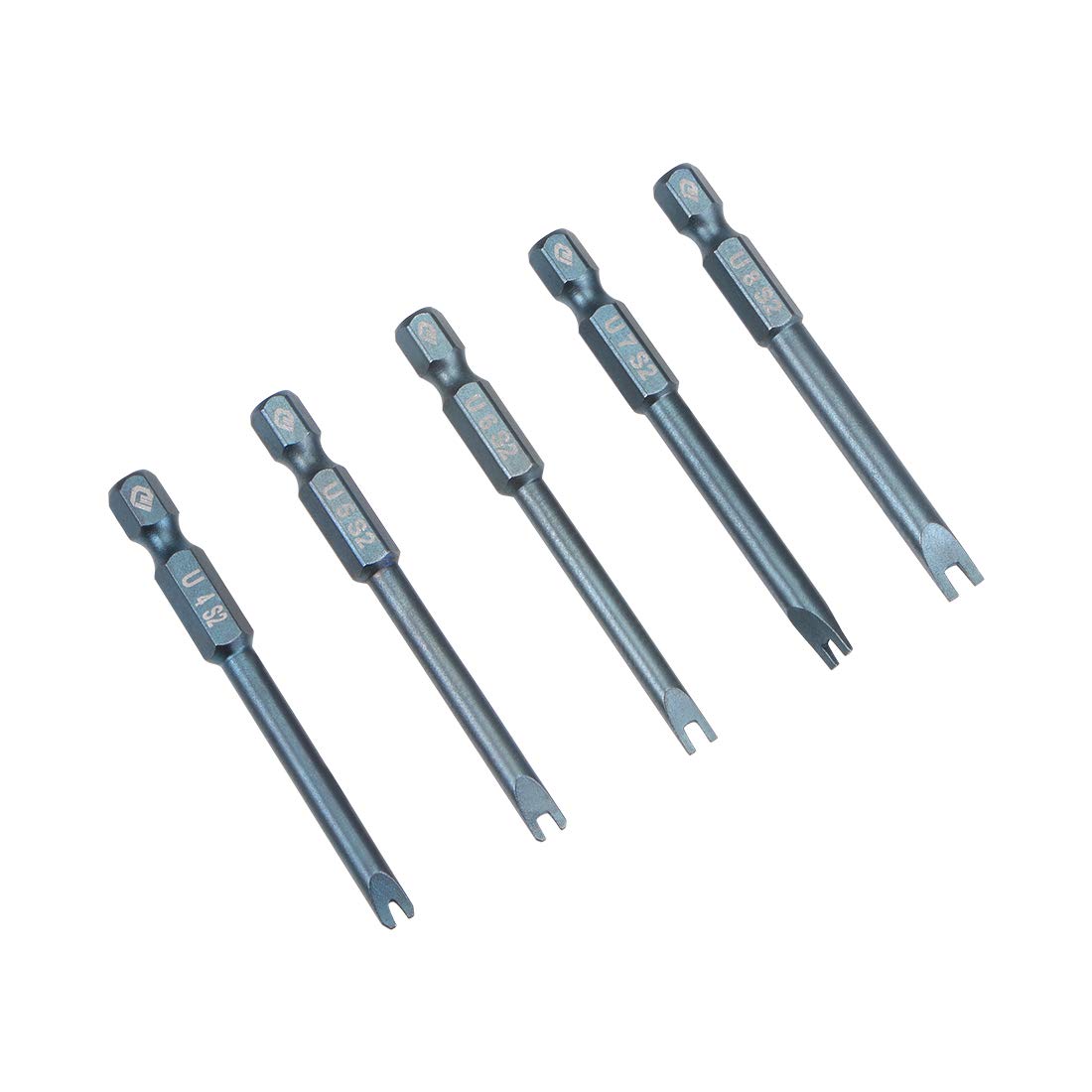 sourcing map U-Shaped Bits Set 5pcs 1/4 Inch Hex Shank Magnetic U4 U5 U6 U7 U8 Screwdriver Bit Set 65mm Length S2 Screw Driver Kit Tools