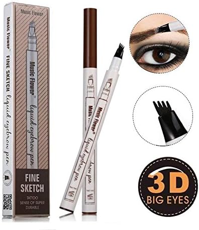 Eyebrow Pen, 2018 Professional Tattoo Eyebrow Pen with Four Tips Long-lasting Waterproof Brow Gel for Eyes Makeup (Dark Gray)