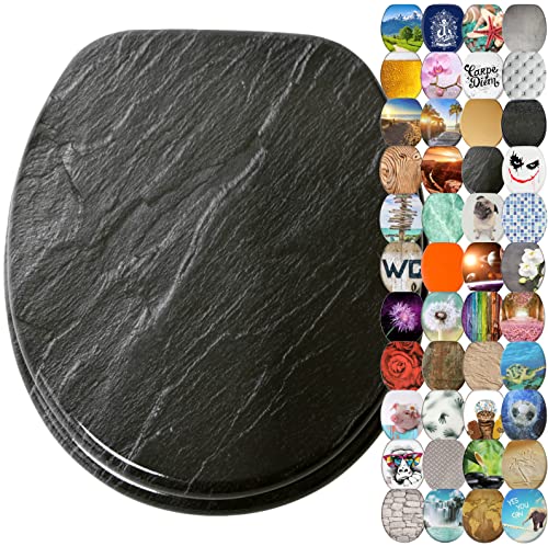 Sanilo Toilet Seat with Soft-Close Mechanism, Many Toilet Seat Lids to Choose From, Nice Finish, Easy Assembly, Sturdy Hinges (Granite)