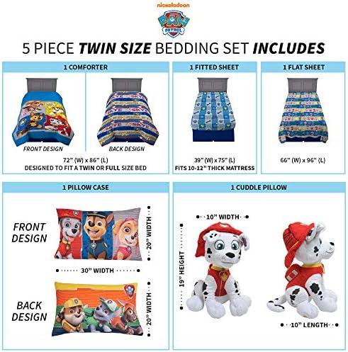 Bedding set featuring comforter, sheets, and cuddle pillow, worth $89.99.