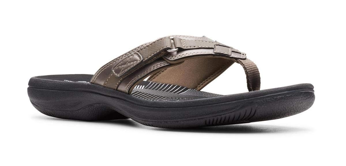 Buy Clarks Women's Breeze Sea FlipFlop Pewter Premium Black 11 M US at