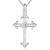OKISIL Cross Necklace for Women, 925 Sterling Silver 18K Gold Plated Cross Necklaces for Women, Cross Pendant with 5A Cubic Zirconia Diamond, Birthday Christmas Jewelry Gifts for Women Her Wife