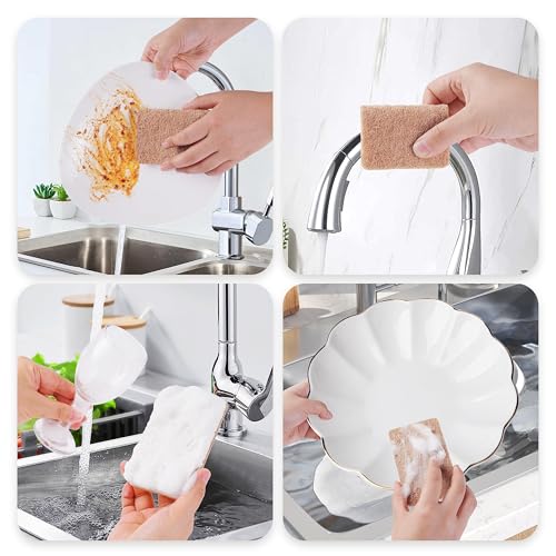 12 Pack Eco-Friendly Coconut Fiber Kitchen Sponges - Biodegradable, Durable, and Soap-Saving for Pots, Pans, Countertops, Bathtubs, and Tiles, Sponge Dish (Square)