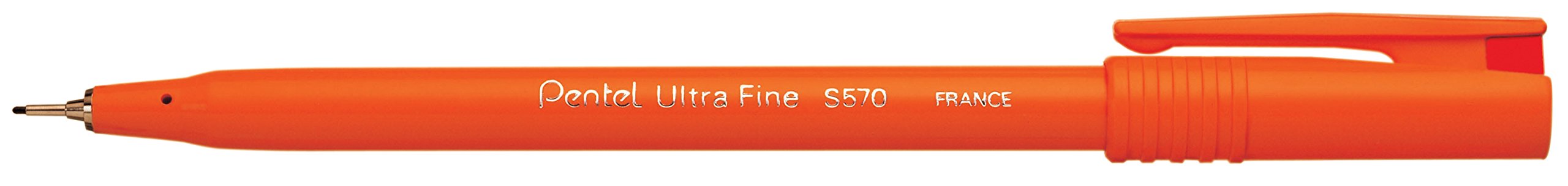 Pentel S570 Ultra Fine Pen Plastic 0.6mm Tip 0.3mm Line Red Ref S570-B [Pack of 12] — image 1