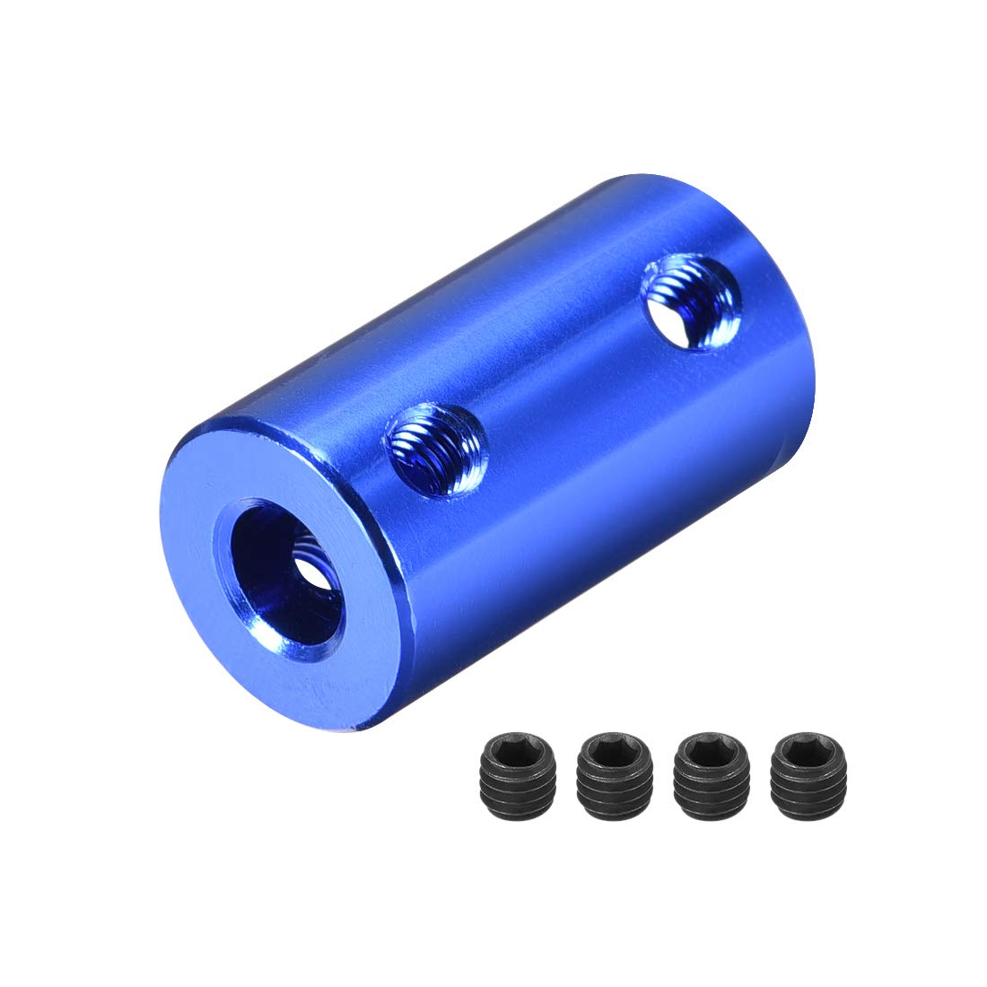 sourcing map 6mm to 7mm Bore Rigid Coupling Set Screw L25XD14 Aluminum Alloy,Shaft Coupler Connector,Motor Accessories,Dark Blue,4pcs