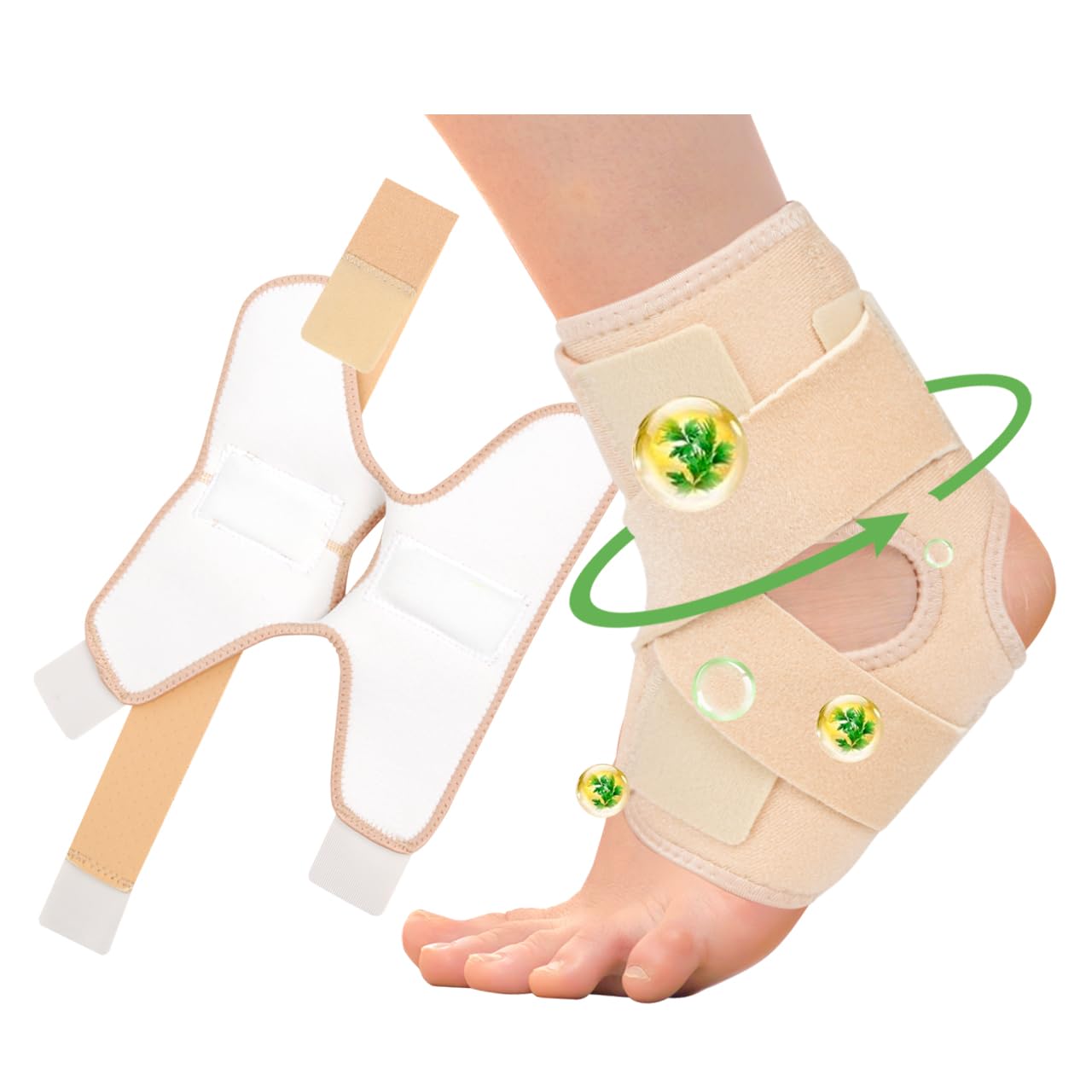 Photo 1 of Castor Oil Pack Wrap For Foot Ankle Wrap Foot Wrap For Plantar Fasciitis Relief Foot Pain Relief,Adjustable Breathable Compression Ankle Support,Beige,Size M,Castor Oil Not Included,1 Per Pack