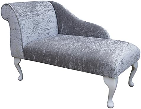 Beaumont Home Furnishings Gorgeous Mini Chaise Longue in a Silver Senso Chenille fabric