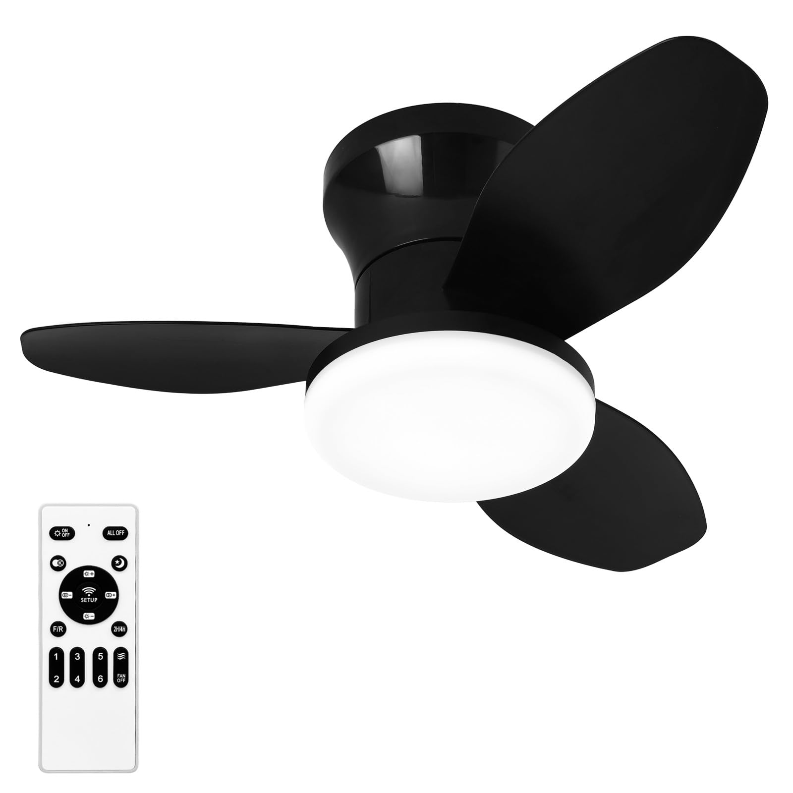 Photo 1 of *USED SOLD FOR PARTS*Glowall Ceiling Fan with Lights and Remote, 25" Flush Mount, Small Quiet, DC Motor, Reversible Blades, 6 Wind Speeds, Dimmable LED, Adjustable Color Temperature, Timer