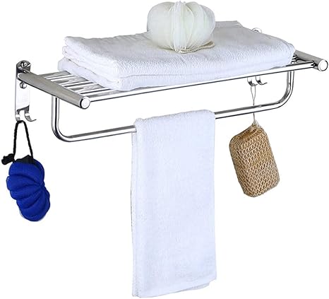 Amazon ステンレス製タオル掛け バスルームキッチンタオルラックバー 2層壁掛けタオルホルダー 収納タオル用 キッチン用タオルかけ フック オンライン通販