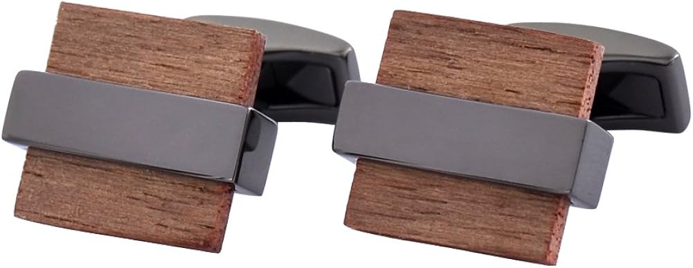 Mr.Van Delicate Mens Natural Wood Cufflinks Handcrafted Square Wooden Cuff links Valentines Festival Birthday Anniversary Graduation Gift for Men - Image 4