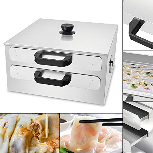 Professional Rice Noodle Rolls Machine, Upgrade Stainless Steel 2 Layer