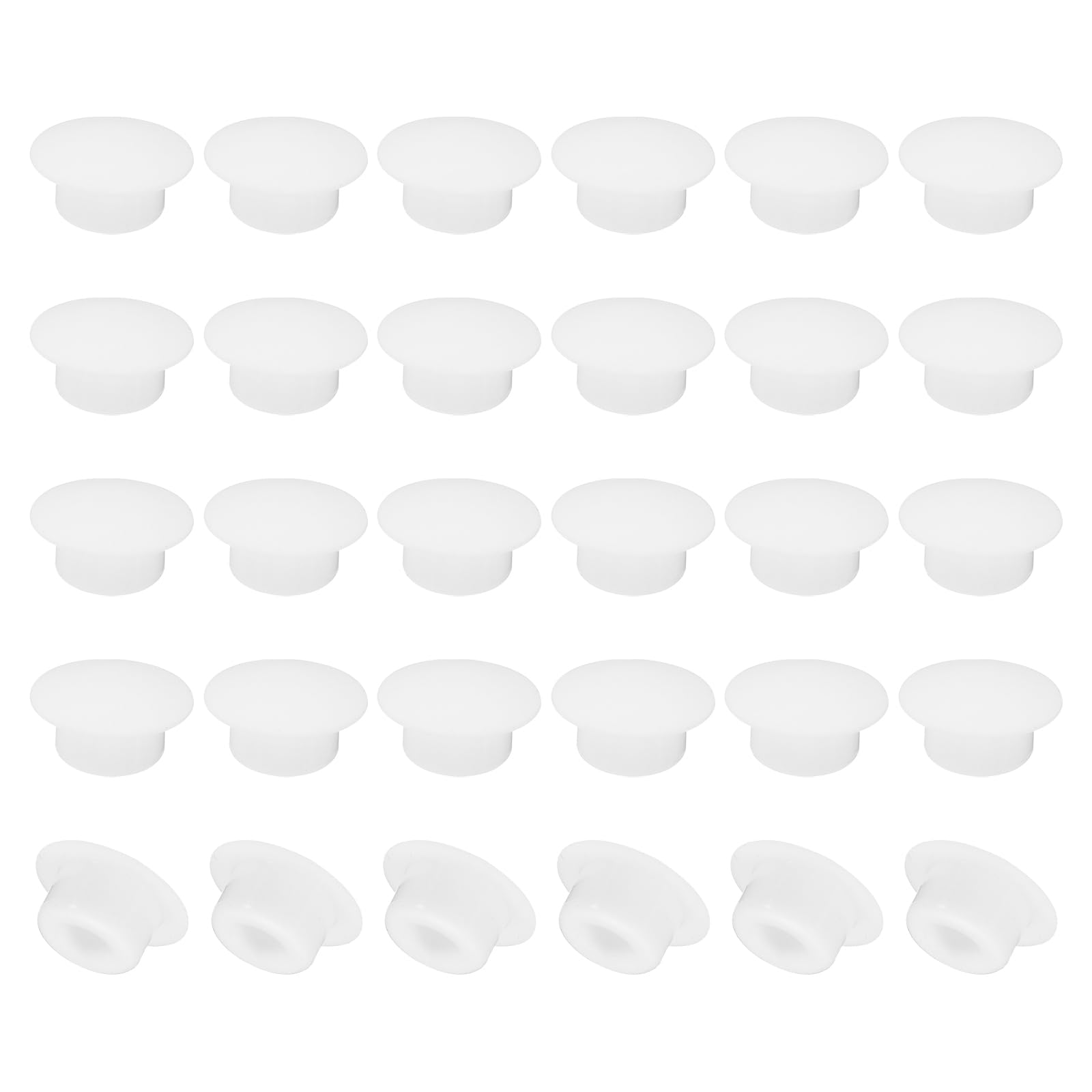 PATIKIL 8.5mm Diameter Silicone Round Snap, 40 Pcs in Type Locking Furniture Hole Plug Button Thin Edge Arc Protective Cover Fit for 8-8.5mm Hole for Seal Bulkhead Cylinder, White — image 1