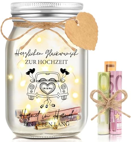 Hiipeefeel Money Gift Wedding Gifts for Bride and Groom, LED Bottle Light Money Box, Engagement Gift for Both, Honeymoon, Honeymoon, Honeymoon, Gift for Bride and Groom
