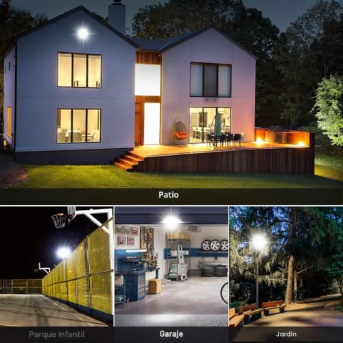YIQIBRO 100W LED Outdoor Spotlights 2 Pieces, 10000LM 6500K Super Bright Cool White Outdoor LED Lights, IP67 Waterproof Projector for Garden, Terrace, Garage, Warehouse, Factory, Workshop