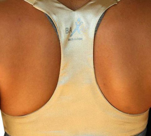 BAX-U Posture Corrector | UNISEX | Adjustable and Comfortable Upper Back & Shoulder Support Brace | Chiropractor Designed | NUDE (Medium)