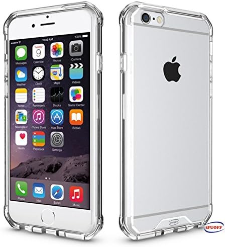 iFUOFF iPhone 6 Plus (5.5in) , Shock Absorbing Scratch Resistant Rubber Frame + Hard Back Cover Case - Clear