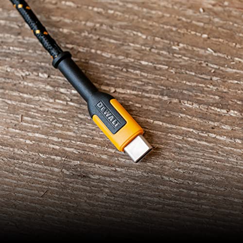 DEWALT USB C Cable, Premium trenzado de nylon USB A a tipo C Cable cargador de carga rápida para el iPhone 16 Series, iPhone 15 Series, Samsung Galaxy S10 S10 + / Nota 9, LG V30 (USB 2.0, Negro)