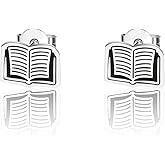 CENWA Book Stud Earrings Tiny Book Earrings Book Jewellery Bookish Gift for Book Lover