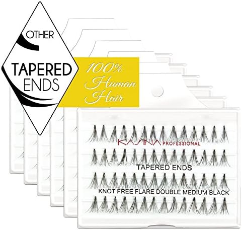 KASINA Professional Tapered ends Eyelashes Knot Free Double Flare Medium #TKFDM (6 Packs)