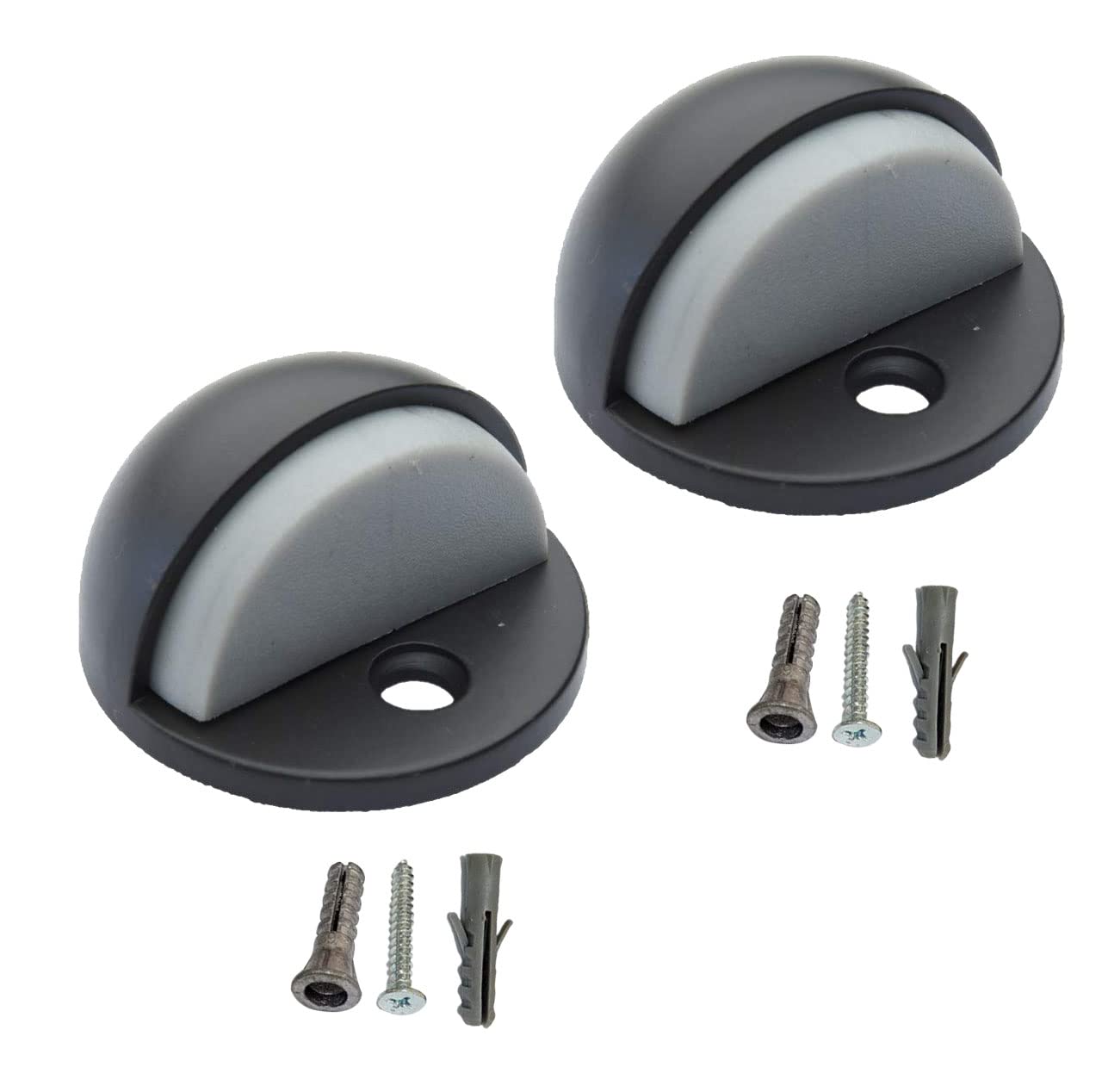 Photo 1 of QCAA Low Dome Floor Door Stop, H 25.4 x Diameter 44.5mm, Zinc Die Cast, ORB Oil Rubbed Bronze, Powder Coated, Made in Taiwan, 2 Pack