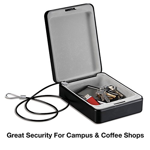 SentrySafe Portable Travel Safe with Key Lock, Small Dorm Safe with Cable, 0.05 Cubic Feet, 2.6
