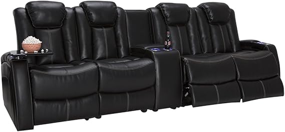 Amazon.com: Lane Omega Black Leather Gel Home Theater Seating - Row of