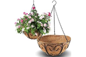 THIKDIKAKT 2 Pack Metal Hanging Planter Basket with Coco Coir Liner Chain Round Wire Plant Holder Flower Pots Hanger Garden Decoration Porch Decor Watering Hanging Baskets Indoor Outdoor (BUTTERFLY SHAPE)