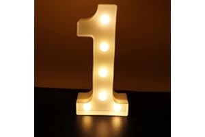 Larger Led Light Up Numbers 1 Letters, AUSAYE Decorative Number Lights Sign for Night Light Wedding Party Decor Birthday Christmas Home Bar Decoration Number 1